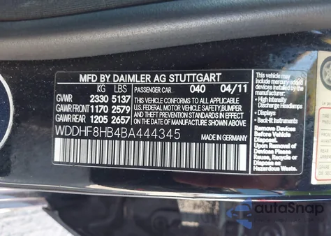 2011 Mercedes-Benz E 350 4Matic из США, поврежденный, VIN WDDHF8HB4BA444345